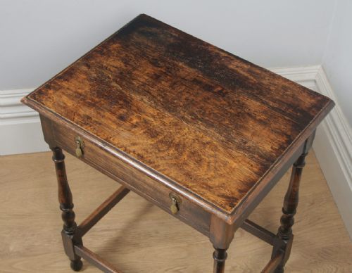 fig 1. Antique English Georgian Style Oak Country Side Table (Circa 1880)