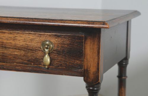 fig 9. Antique English Georgian Style Oak Country Side Table (Circa 1880)