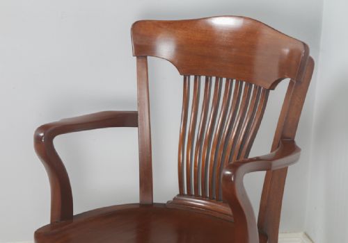 fig 5. Antique English Edwardian Mahogany Revolving Office Desk Arm Chair (Circa 1910)