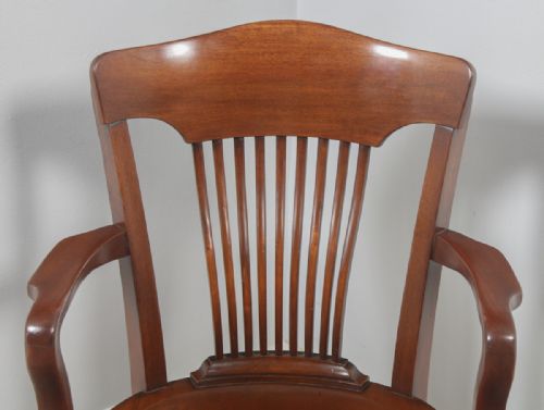 fig 6. Antique English Edwardian Mahogany Revolving Office Desk Arm Chair (Circa 1910)