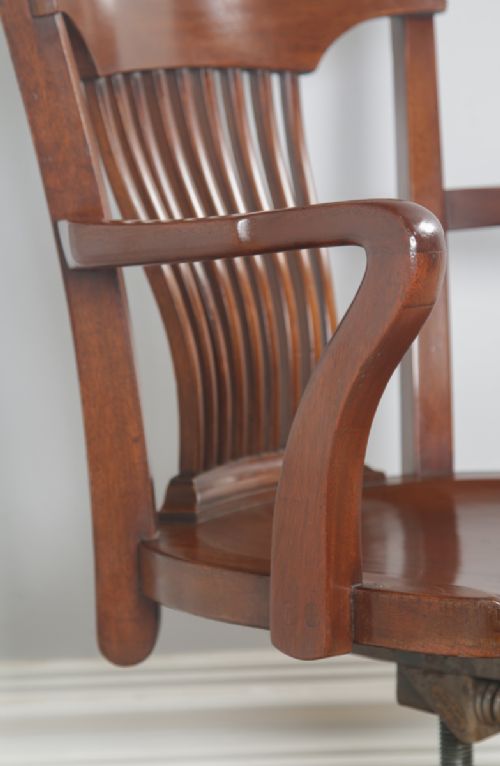 fig 8. Antique English Edwardian Mahogany Revolving Office Desk Arm Chair (Circa 1910)