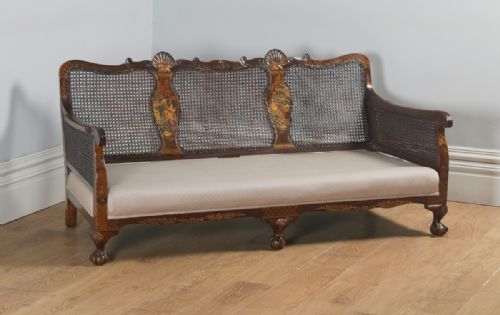 fig 4. Antique English Edwardian Oriental Chinoiserie Style Three Piece Mahogany & Cane Bergere Lounge Suite (Circa 1900)