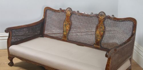 fig 5. Antique English Edwardian Oriental Chinoiserie Style Three Piece Mahogany & Cane Bergere Lounge Suite (Circa 1900)