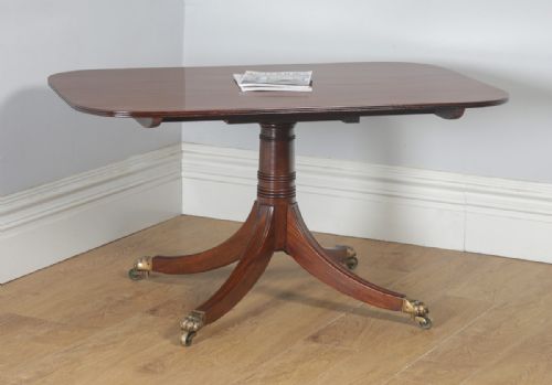 Antique English Georgian Regency Mahogany Tilt Top Rectangular Breakfast Dinging Table (Circa 1830)