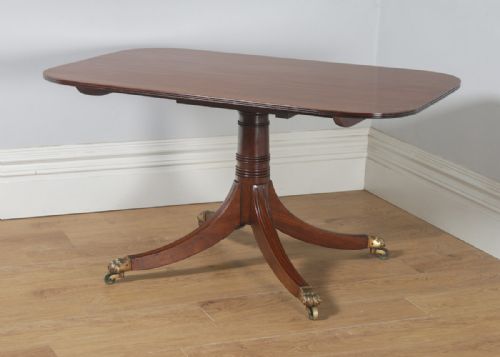 fig 3. Antique English Georgian Regency Mahogany Tilt Top Rectangular Breakfast Dinging Table (Circa 1830)