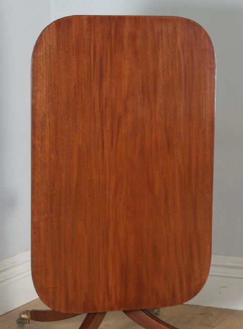 fig 5. Antique English Georgian Regency Mahogany Tilt Top Rectangular Breakfast Dinging Table (Circa 1830)