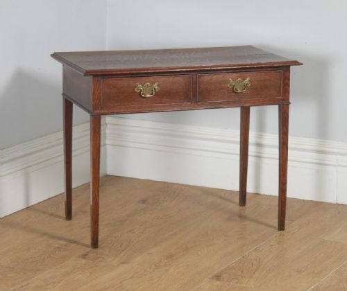 fig 1. Antique English Georgian Oak Occasional Hall Writing Lowboy Side Table (Circa 1800)