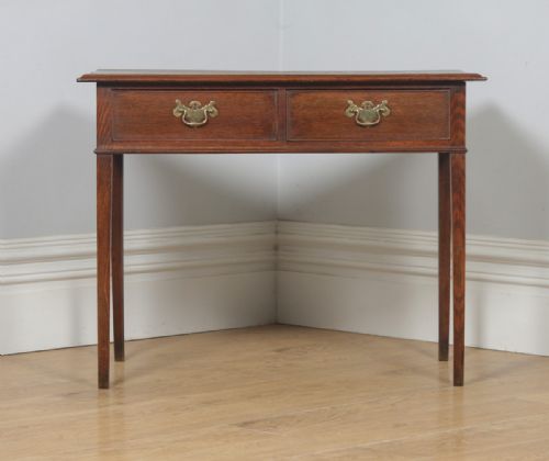 fig 2. Antique English Georgian Oak Occasional Hall Writing Lowboy Side Table (Circa 1800)