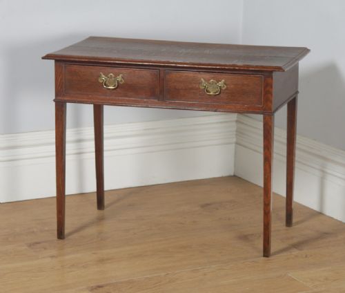 fig 3. Antique English Georgian Oak Occasional Hall Writing Lowboy Side Table (Circa 1800)