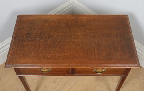 fig 6. Antique English Georgian Oak Occasional Hall Writing Lowboy Side Table (Circa 1800)