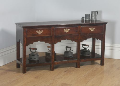 Antique English Georgian Oak 5ft Pot Board Low Dresser Base Sideboard (Circa 1780)