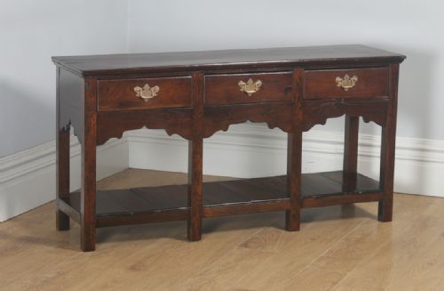 fig 1. Antique English Georgian Oak 5ft Pot Board Low Dresser Base Sideboard (Circa 1780)