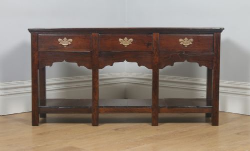 fig 2. Antique English Georgian Oak 5ft Pot Board Low Dresser Base Sideboard (Circa 1780)