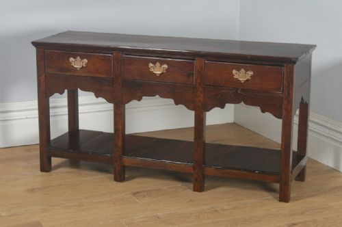 fig 3. Antique English Georgian Oak 5ft Pot Board Low Dresser Base Sideboard (Circa 1780)