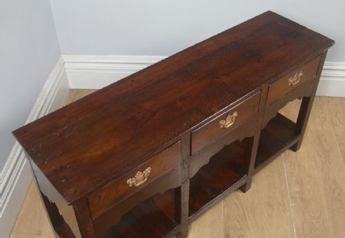 fig 4. Antique English Georgian Oak 5ft Pot Board Low Dresser Base Sideboard (Circa 1780)
