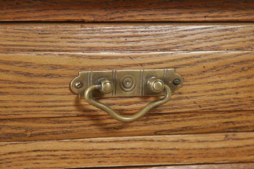fig 8. Antique English Victorian Ash & Green Leather 4ft Office Pedestal Desk (Circa 1890)