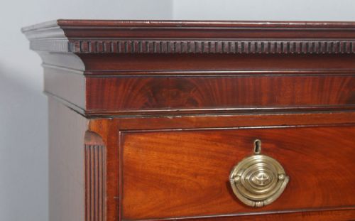 fig 4. Antique English Georgian Chippendale Mahogany Tallboy Chest on Chest of Drawers (Circa 1780)