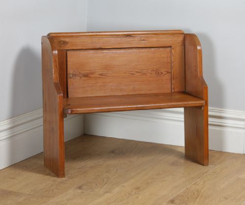 Antique English Victorian 3ft 3? Pitch Pine Church Kitchen Hall Bench Pew (Circa 1870)