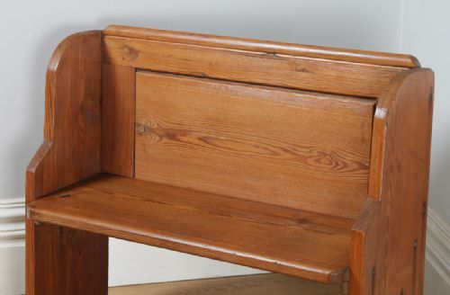 fig 3. Antique English Victorian 3ft 3? Pitch Pine Church Kitchen Hall Bench Pew (Circa 1870)