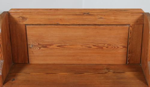 fig 5. Antique English Victorian 3ft 3? Pitch Pine Church Kitchen Hall Bench Pew (Circa 1870)