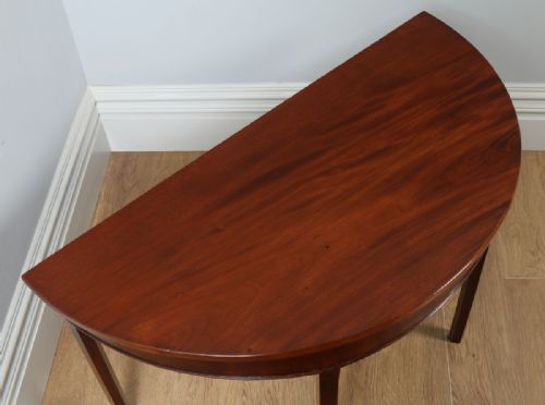 fig 1. Antique English Georgian Mahogany Demi Lune Console Side Hall Table (Circa 1790)