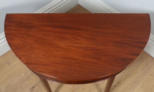 fig 3. Antique English Georgian Mahogany Demi Lune Console Side Hall Table (Circa 1790)