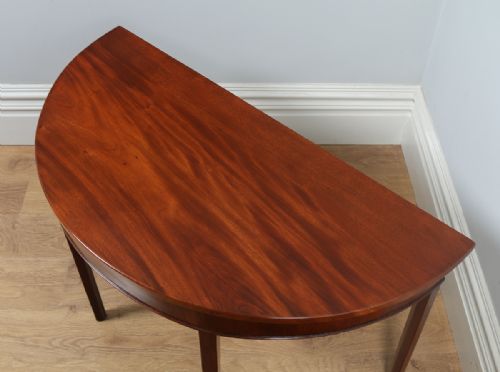 fig 4. Antique English Georgian Mahogany Demi Lune Console Side Hall Table (Circa 1790)