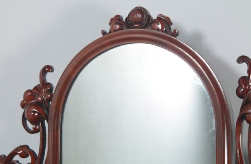 fig 4. Antique English Victorian Mahogany Pedestal Makeup Dressing Table with Mirror (Circa 1870)