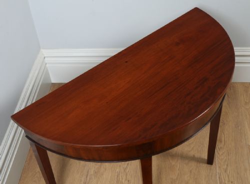 fig 1. Antique English Georgian Mahogany Demi Lune Console Side Hall Table (Circa 1790)