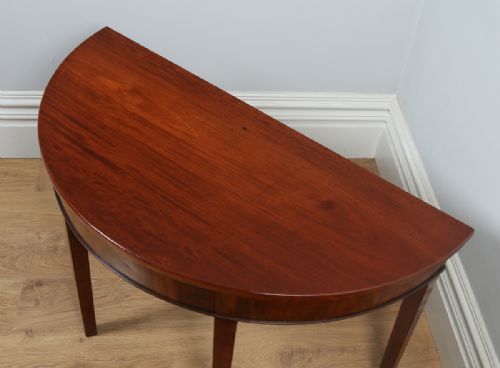 fig 4. Antique English Georgian Mahogany Demi Lune Console Side Hall Table (Circa 1790)