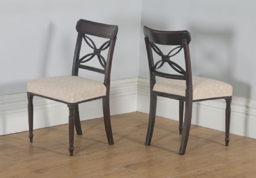 fig 7. Antique English Set of Four Georgian Regency Mahogany Bar Back Dining Side Chairs (Circa 1820)