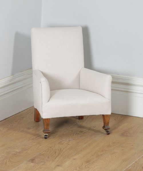 Antique English Georgian Style George V Beech Upholstered Children’s Nursery Wing Arm Chair (Circa 1920)