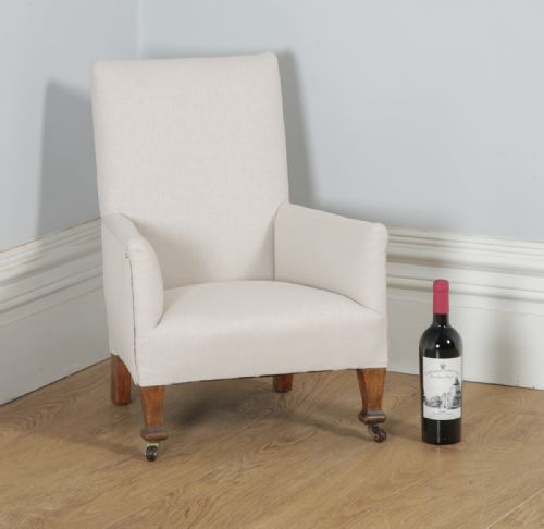 fig 1. Antique English Georgian Style George V Beech Upholstered Children’s Nursery Wing Arm Chair (Circa 1920)