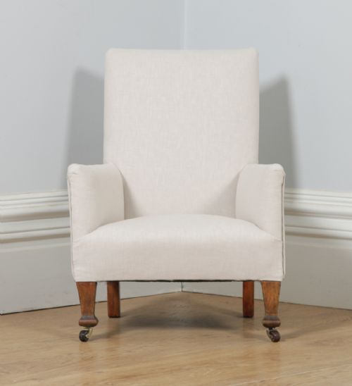 fig 2. Antique English Georgian Style George V Beech Upholstered Children’s Nursery Wing Arm Chair (Circa 1920)