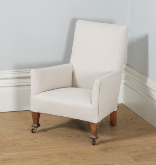 fig 3. Antique English Georgian Style George V Beech Upholstered Children’s Nursery Wing Arm Chair (Circa 1920)