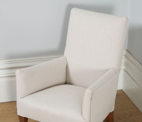 fig 4. Antique English Georgian Style George V Beech Upholstered Children’s Nursery Wing Arm Chair (Circa 1920)