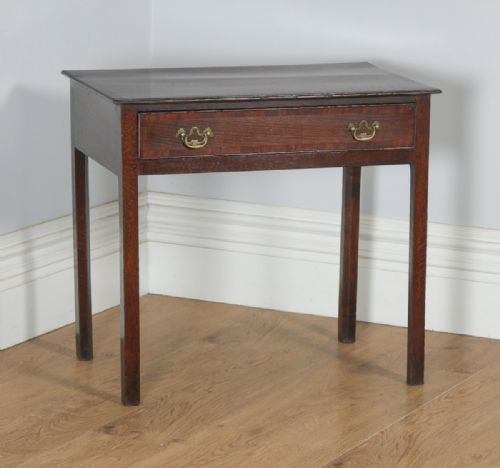fig 1. Antique English 18th Century Georgian Oak & Mahogany Occasional Side Hall Writing Table (Circa 1790)
