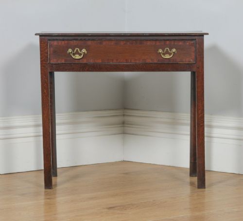 fig 2. Antique English 18th Century Georgian Oak & Mahogany Occasional Side Hall Writing Table (Circa 1790)