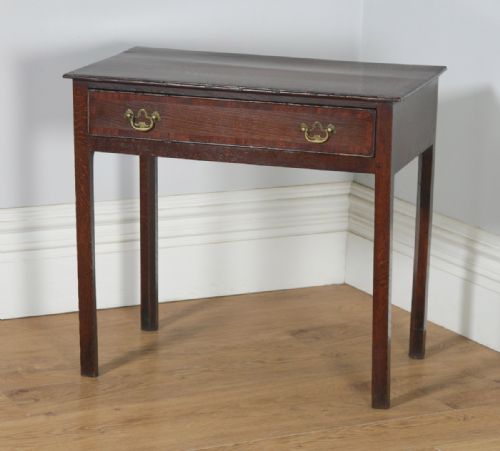 fig 3. Antique English 18th Century Georgian Oak & Mahogany Occasional Side Hall Writing Table (Circa 1790)