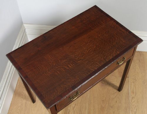 fig 4. Antique English 18th Century Georgian Oak & Mahogany Occasional Side Hall Writing Table (Circa 1790)