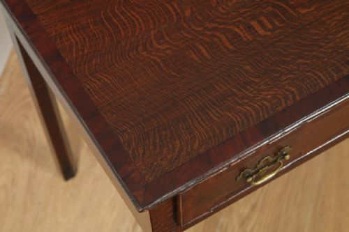 fig 5. Antique English 18th Century Georgian Oak & Mahogany Occasional Side Hall Writing Table (Circa 1790)