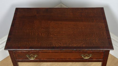 fig 6. Antique English 18th Century Georgian Oak & Mahogany Occasional Side Hall Writing Table (Circa 1790)