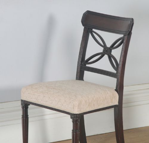 fig 2. Antique English Pair of Two Georgian Regency Mahogany Bar Back Dining Side Chairs (Circa 1820)