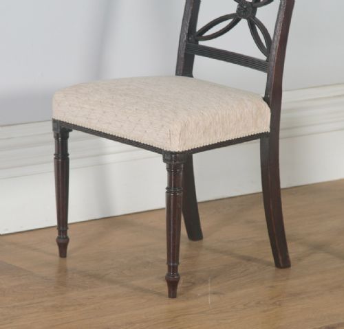 fig 3. Antique English Pair of Two Georgian Regency Mahogany Bar Back Dining Side Chairs (Circa 1820)