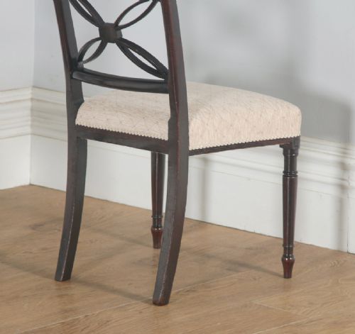 fig 5. Antique English Pair of Two Georgian Regency Mahogany Bar Back Dining Side Chairs (Circa 1820)