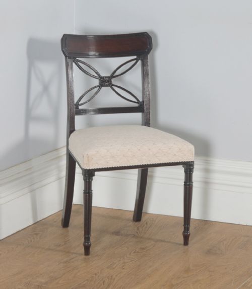 fig 6. Antique English Pair of Two Georgian Regency Mahogany Bar Back Dining Side Chairs (Circa 1820)