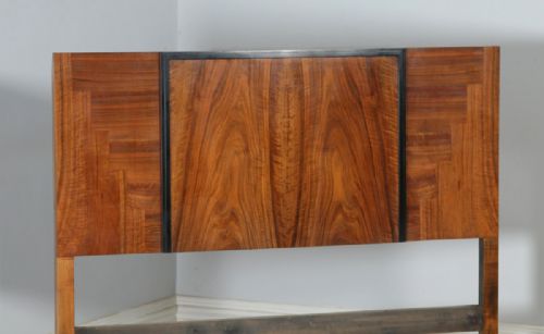 fig 4. Antique English Art Deco Figured Walnut 4ft 6” Double Size Bed (Circa 1930)