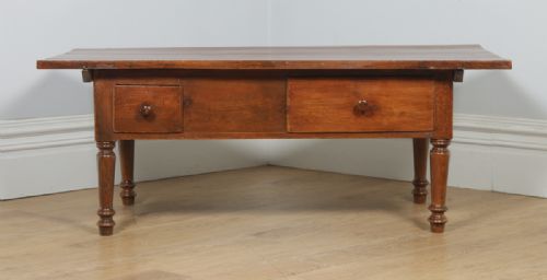 fig 2. Antique French Cherry Wood Provincial Rectangular Centre Coffee Side Table (Circa 1860)