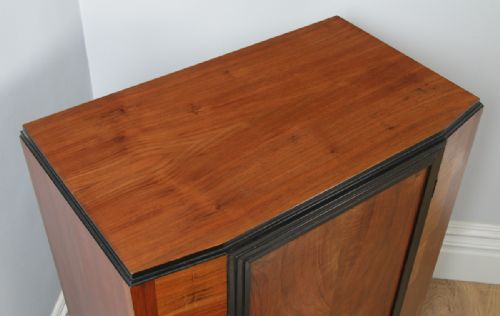 fig 3. Antique English Art Deco Figured Walnut & Ebony Tallboy Chest of Drawers (Circa 1930)