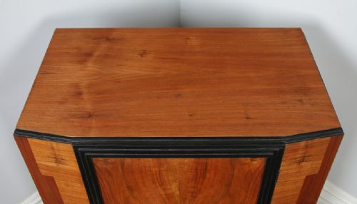 fig 5. Antique English Art Deco Figured Walnut & Ebony Tallboy Chest of Drawers (Circa 1930)